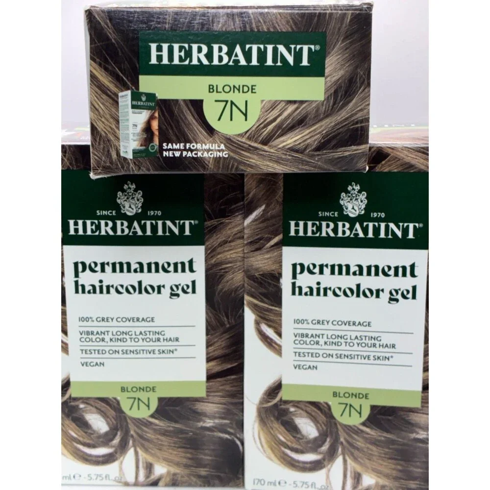 3 Pack Herbatint Permanent Hair Color Gel - 7N Blonde Vegan Organic Hair Dye